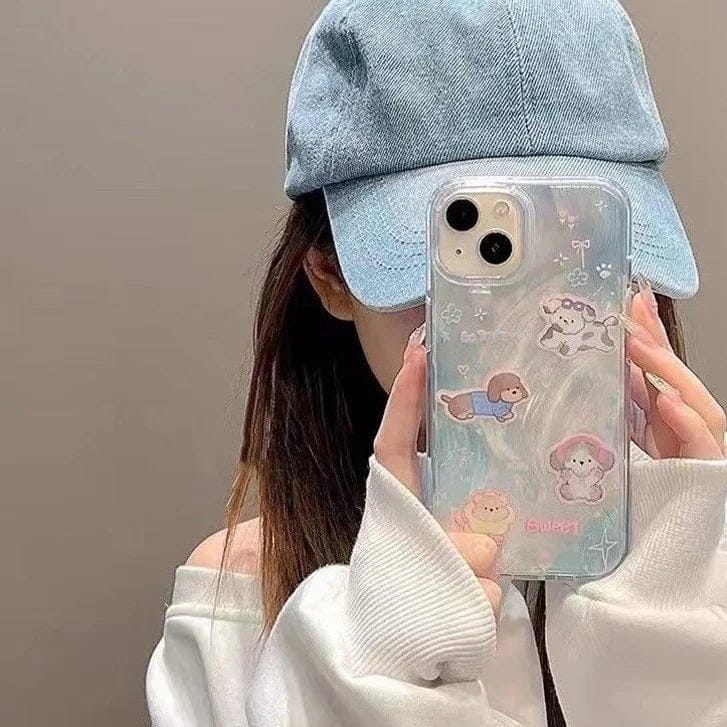 Sparkling Starry Pup Glimmer Case With AirPods Pro Case For iPhone