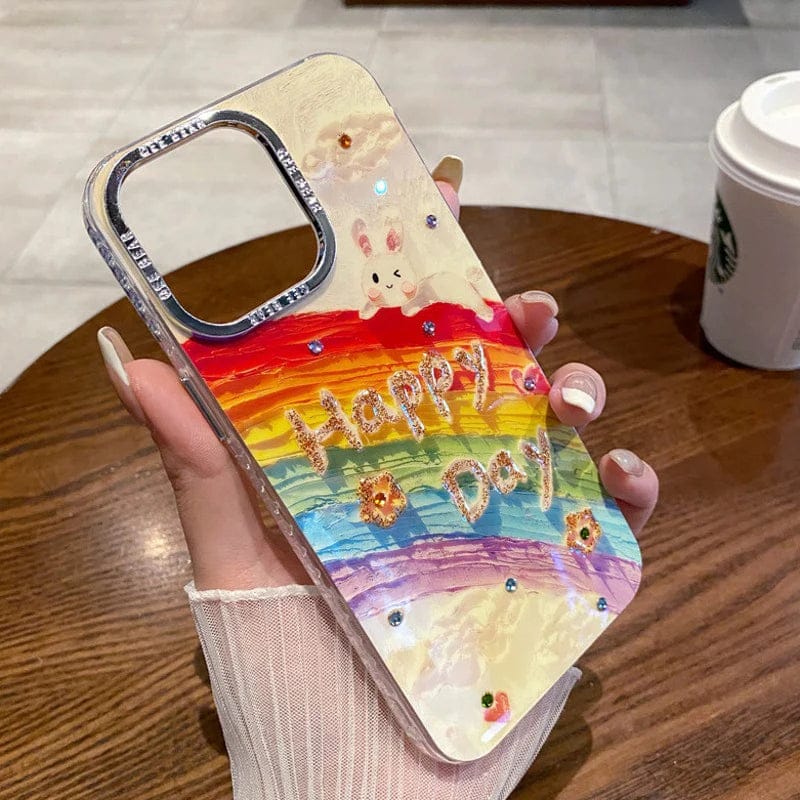 Rainbow Rabbit Oil Painting Case For iPhone