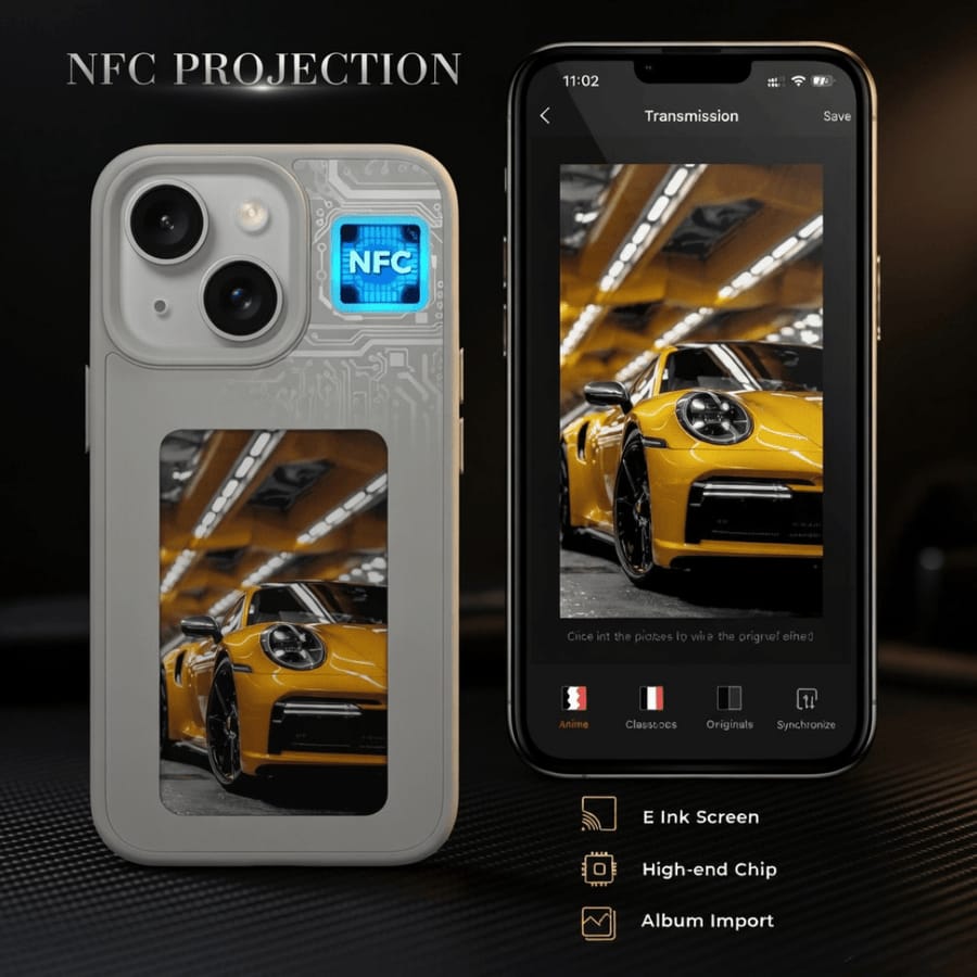 Black NFC Integration & E-Ink Technology Case for iPhone