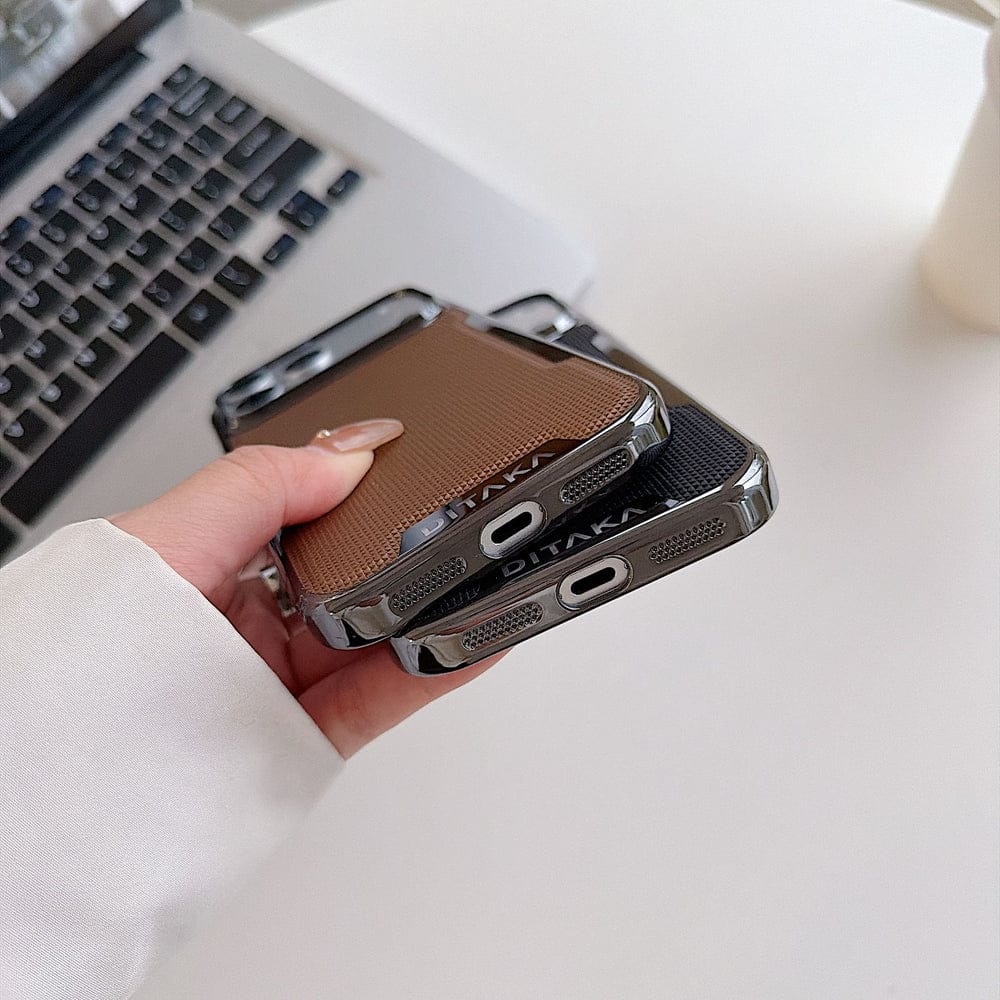 Metal Frame Leather Mesh Cover with Full Camera Protection