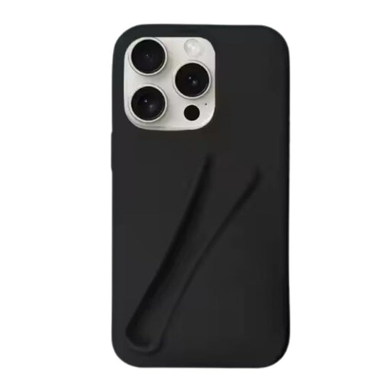 Premium Silicone Phone Cover With Lipstick Holder For iPhone