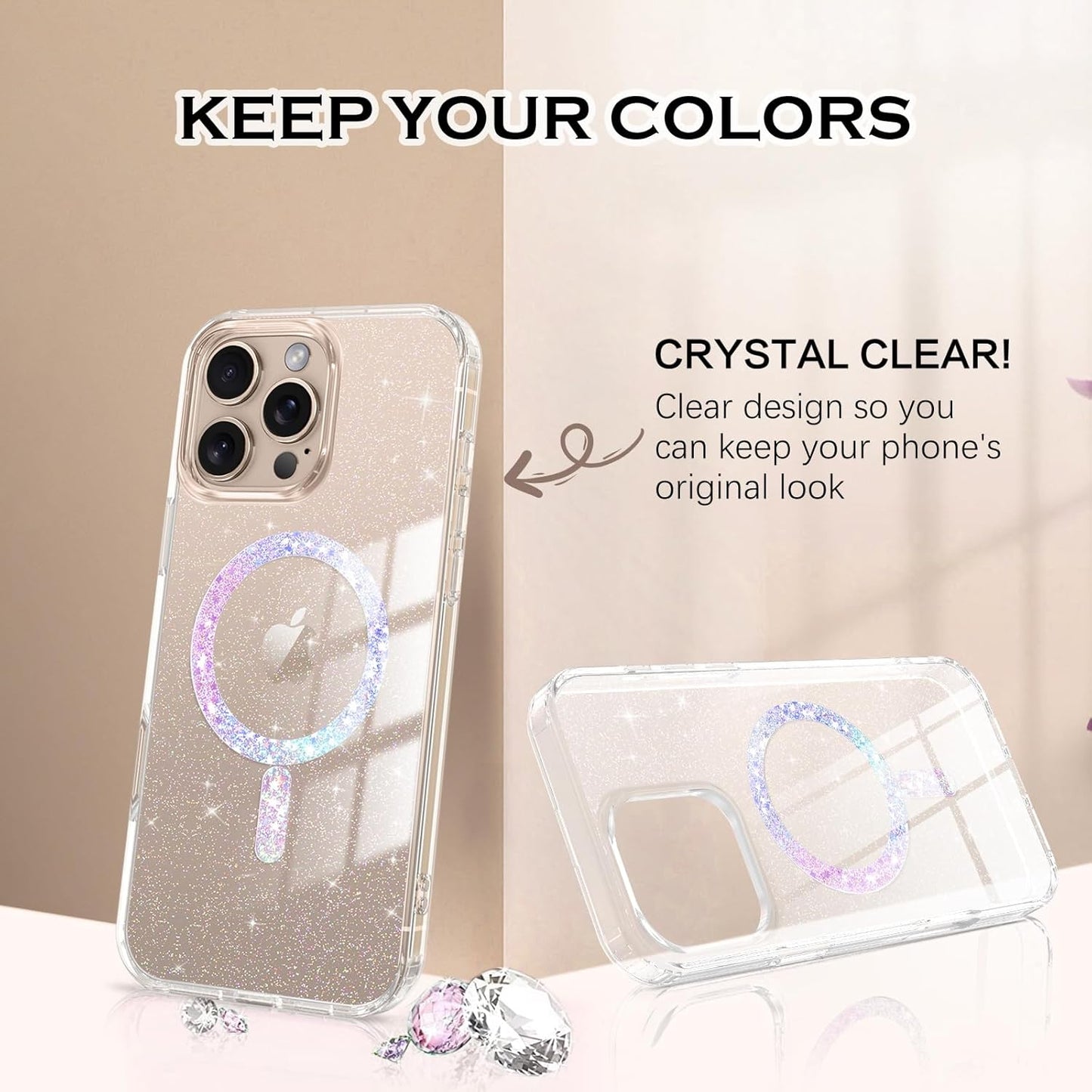Compatible with Magsafe Sparkling Design Slim Anti-Fingerprint for iPhone