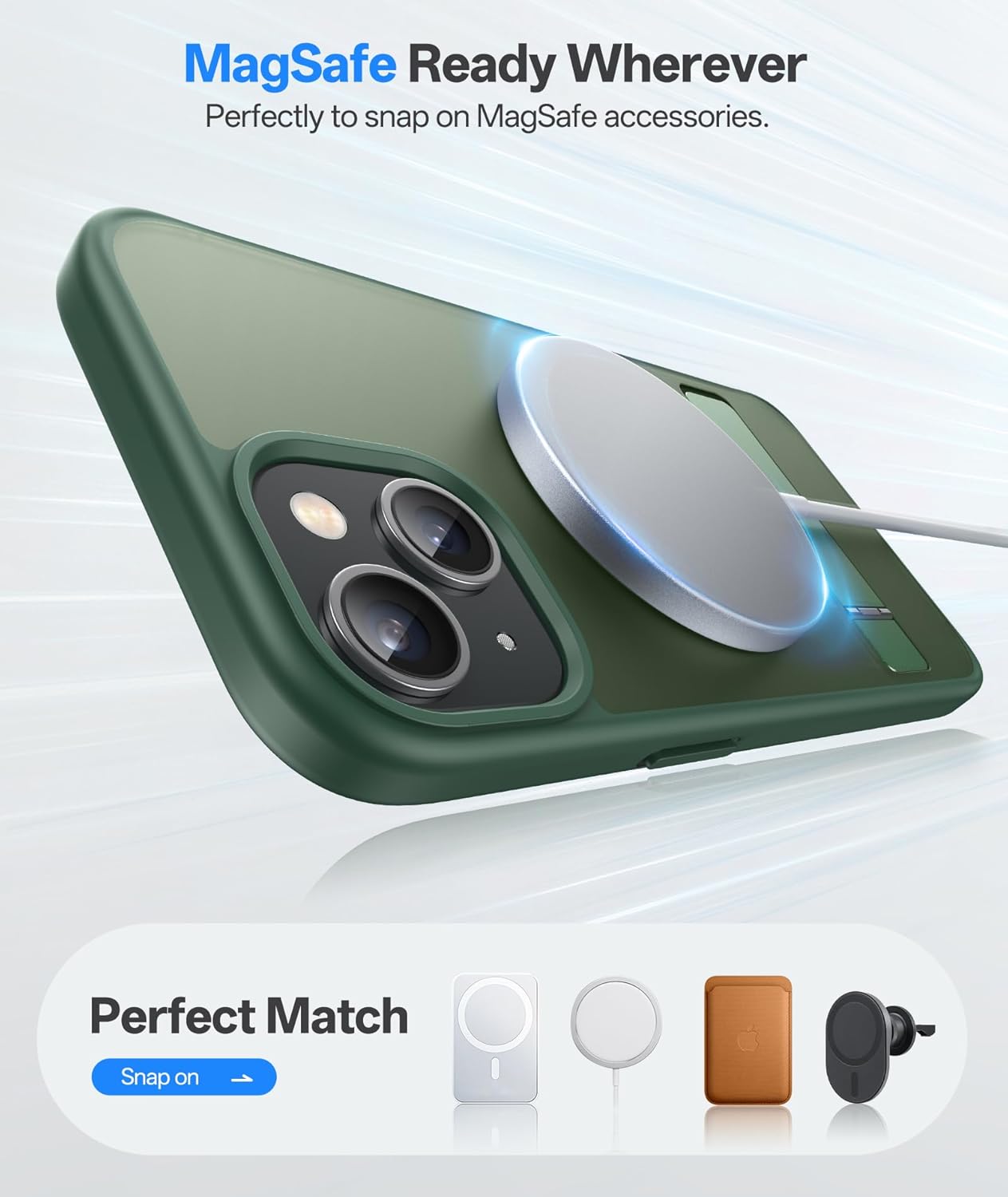 Magnetic with Build-in Stand Rugged Shockproof Protective Back Case For iPhone