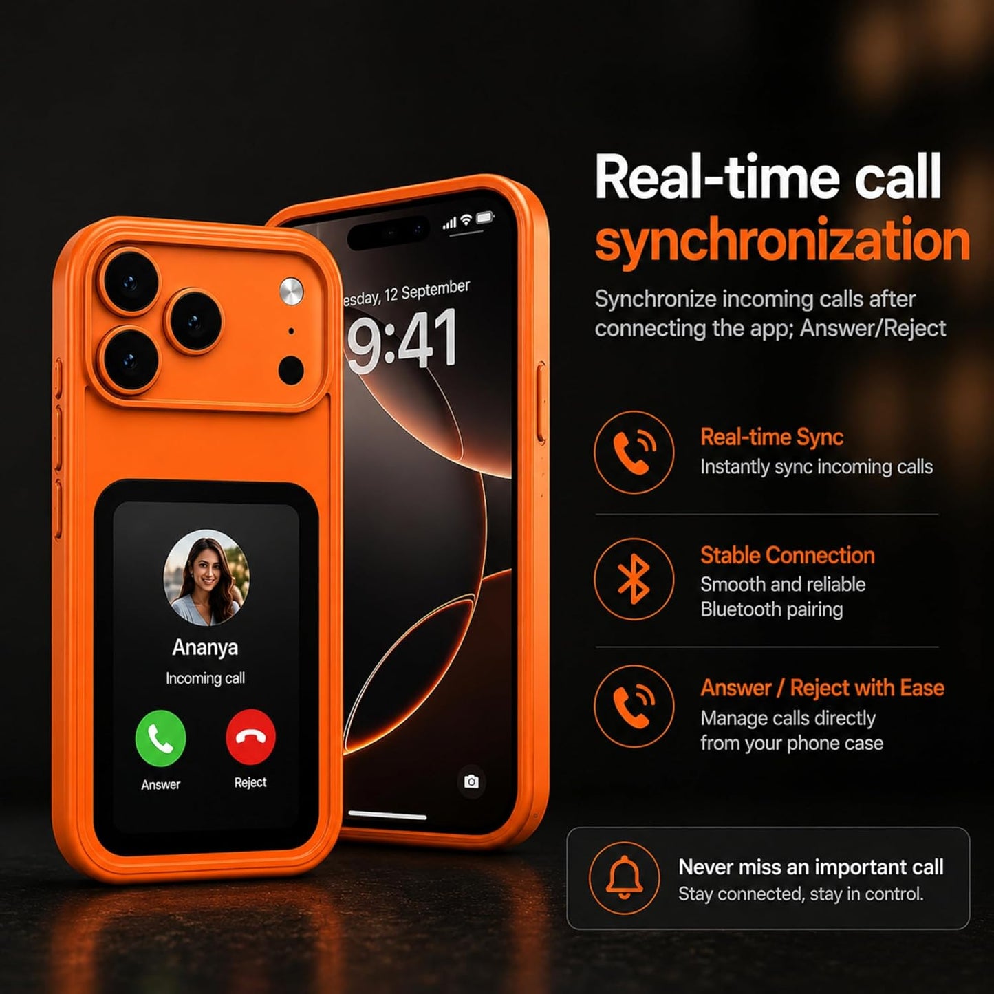 NFC Smart Display Hybrid Shockproof Protective Case for iPhone