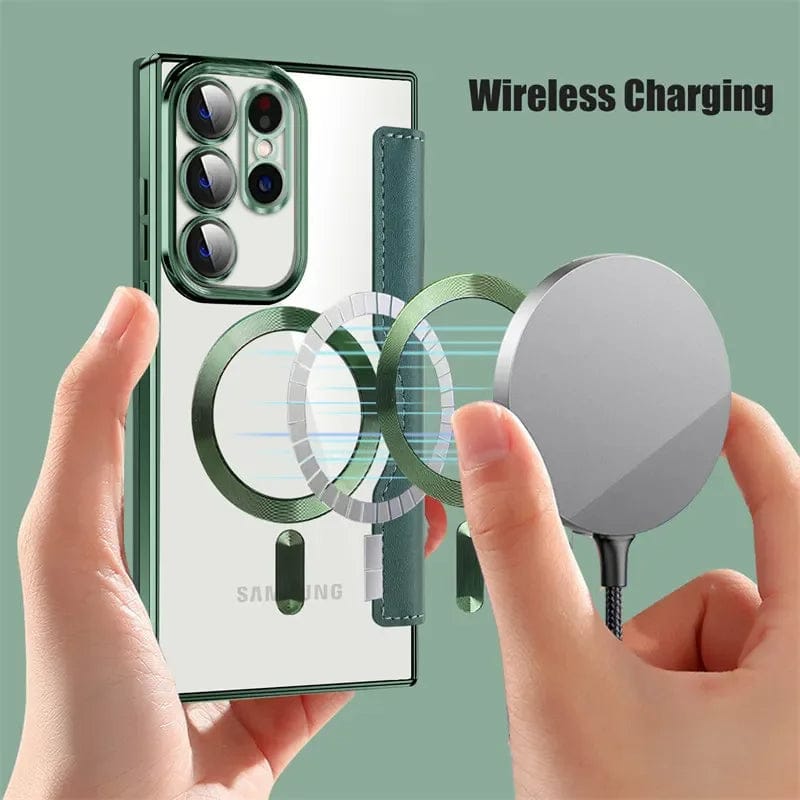 Magnetic Genuine Leather Flip Magsafe Case - Samsung