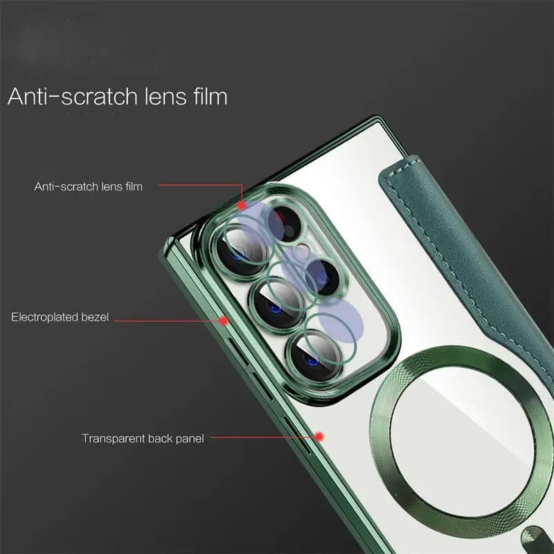 Magnetic Genuine Leather Flip Magsafe Case - Samsung