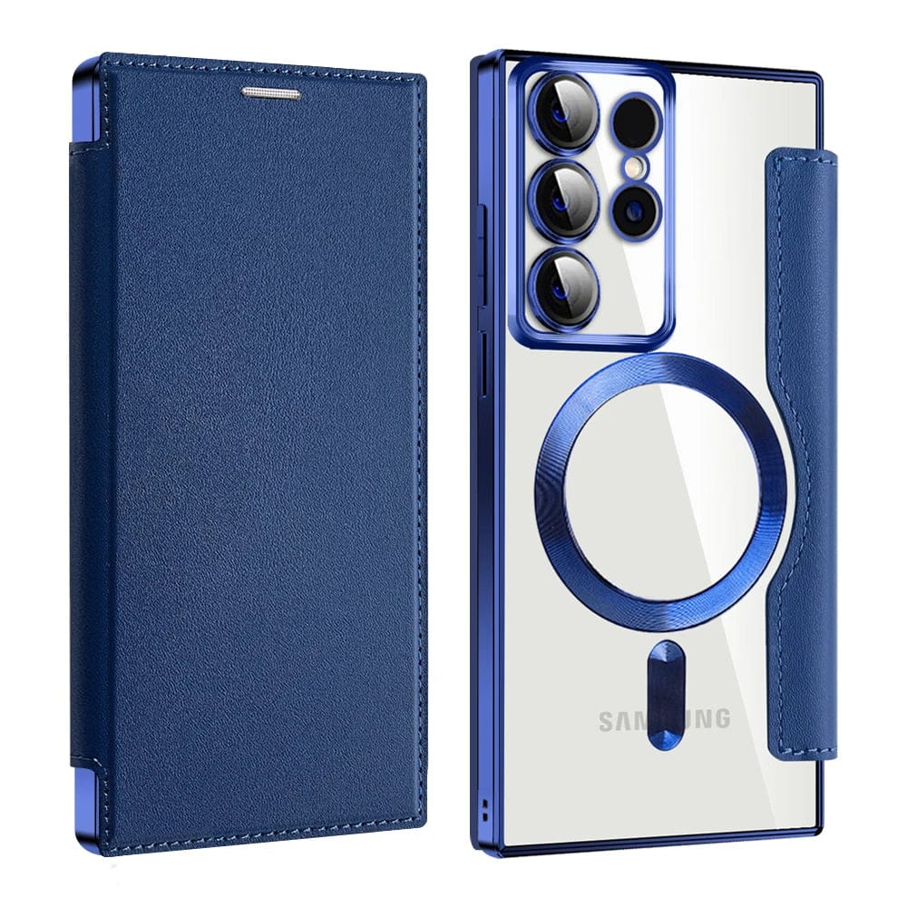 Magnetic Genuine Leather Flip Magsafe Case - Samsung