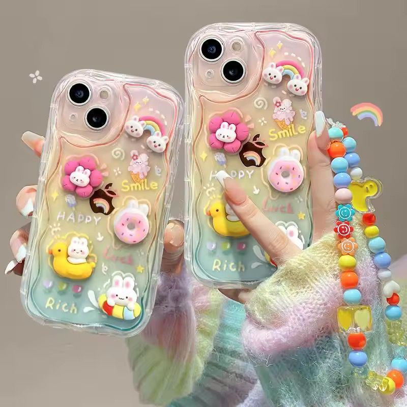 Curvy Edge Clear Case with Charm For iPhone
