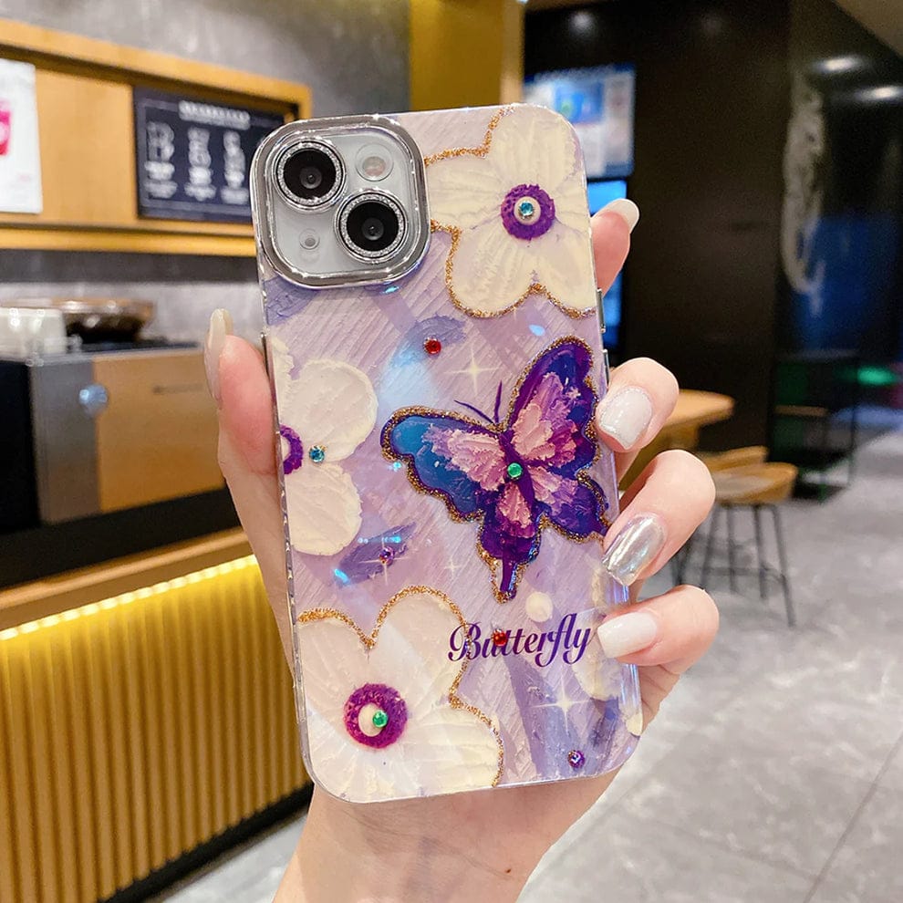 Butterfly Pearl Adorned Phone Case For iPhone