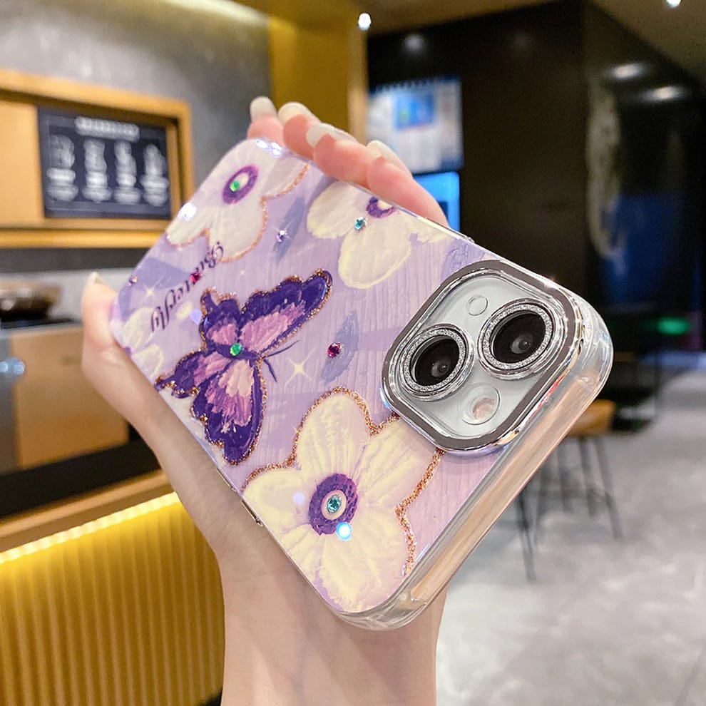 Butterfly Pearl Adorned Phone Case For iPhone