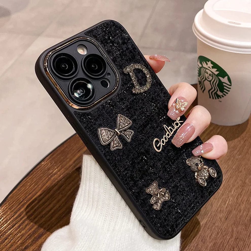 Bear Bling Cloth Texture Case For iPhone