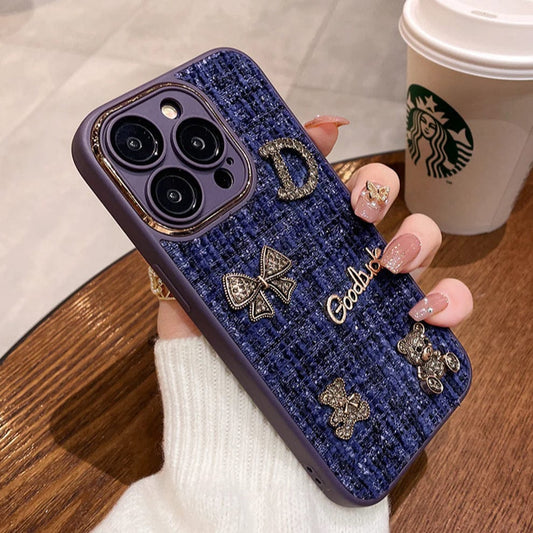 Bear Bling Cloth Texture Case For iPhone