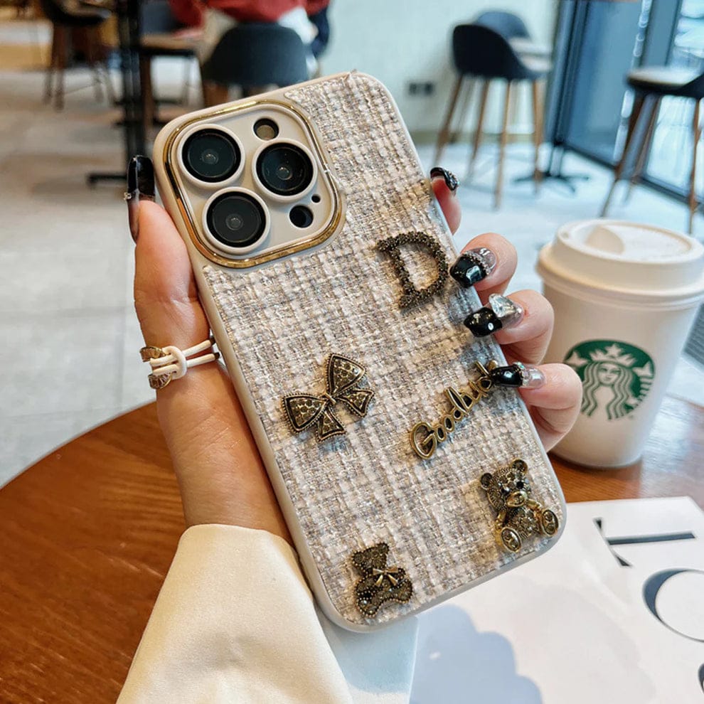Bear Bling Cloth Texture Case For iPhone