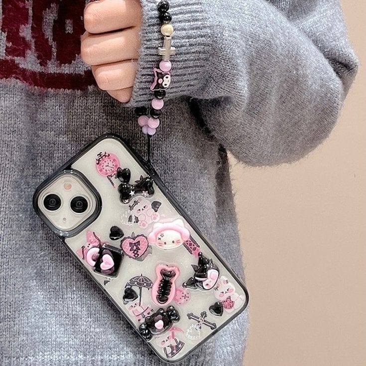 Whimsical 3D Kitty Cartoon Case with Charm For iPhone