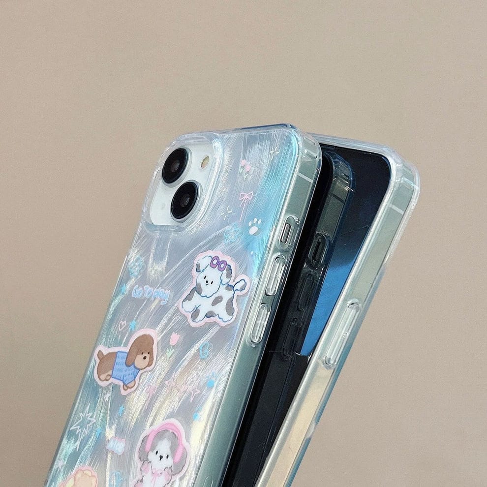 Sparkling Starry Pup Glimmer Case With AirPods Pro Case For iPhone