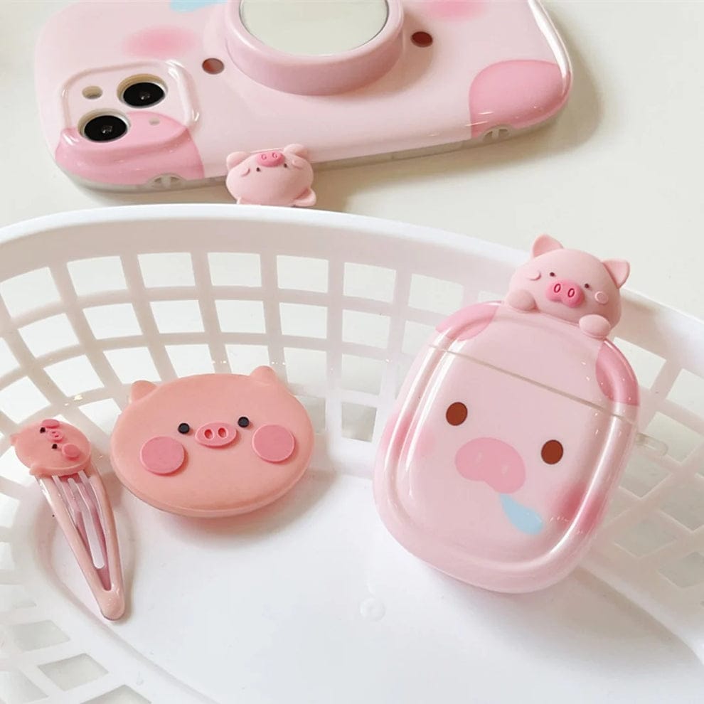 Piggy Perk Cartoon Phone Case With Airpods Case For iPhone