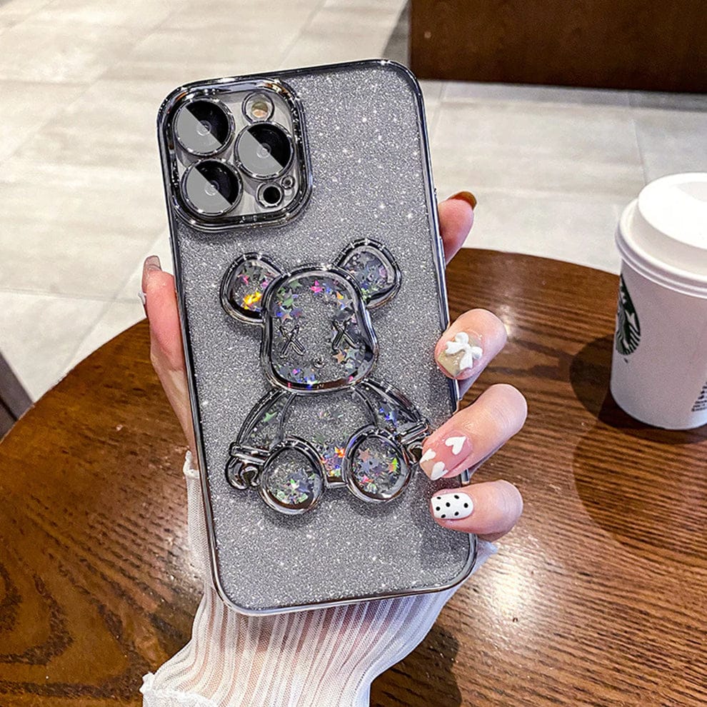 Glitter 3D Bear Protective Case For iPhone