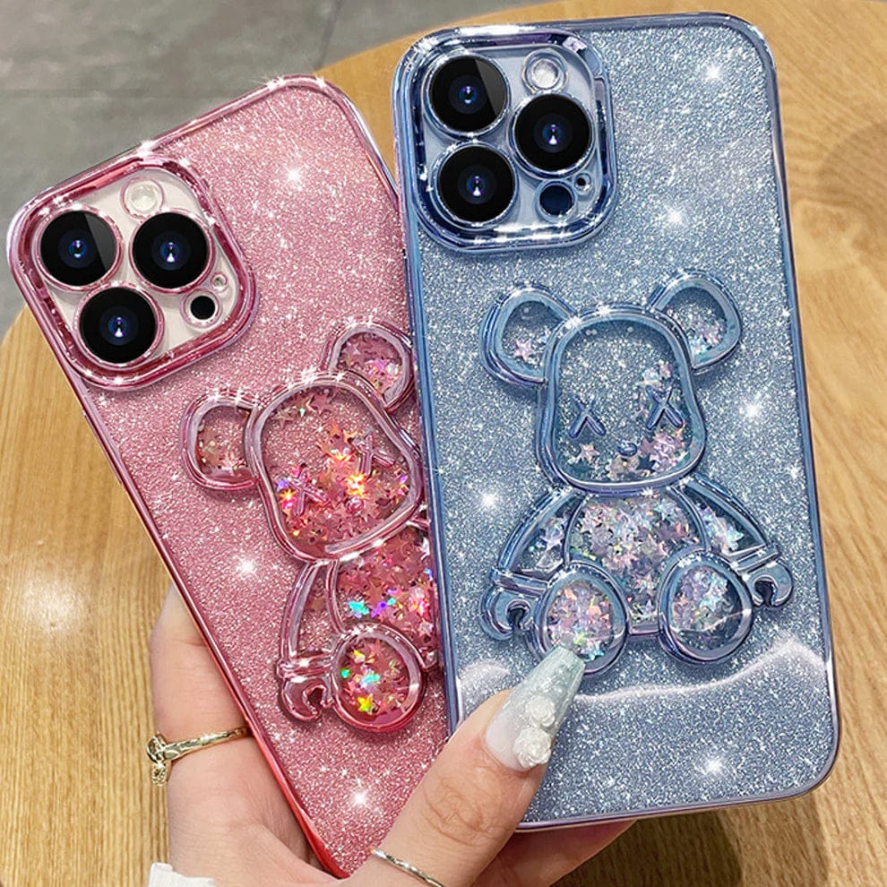 Glitter 3D Bear Protective Case For iPhone