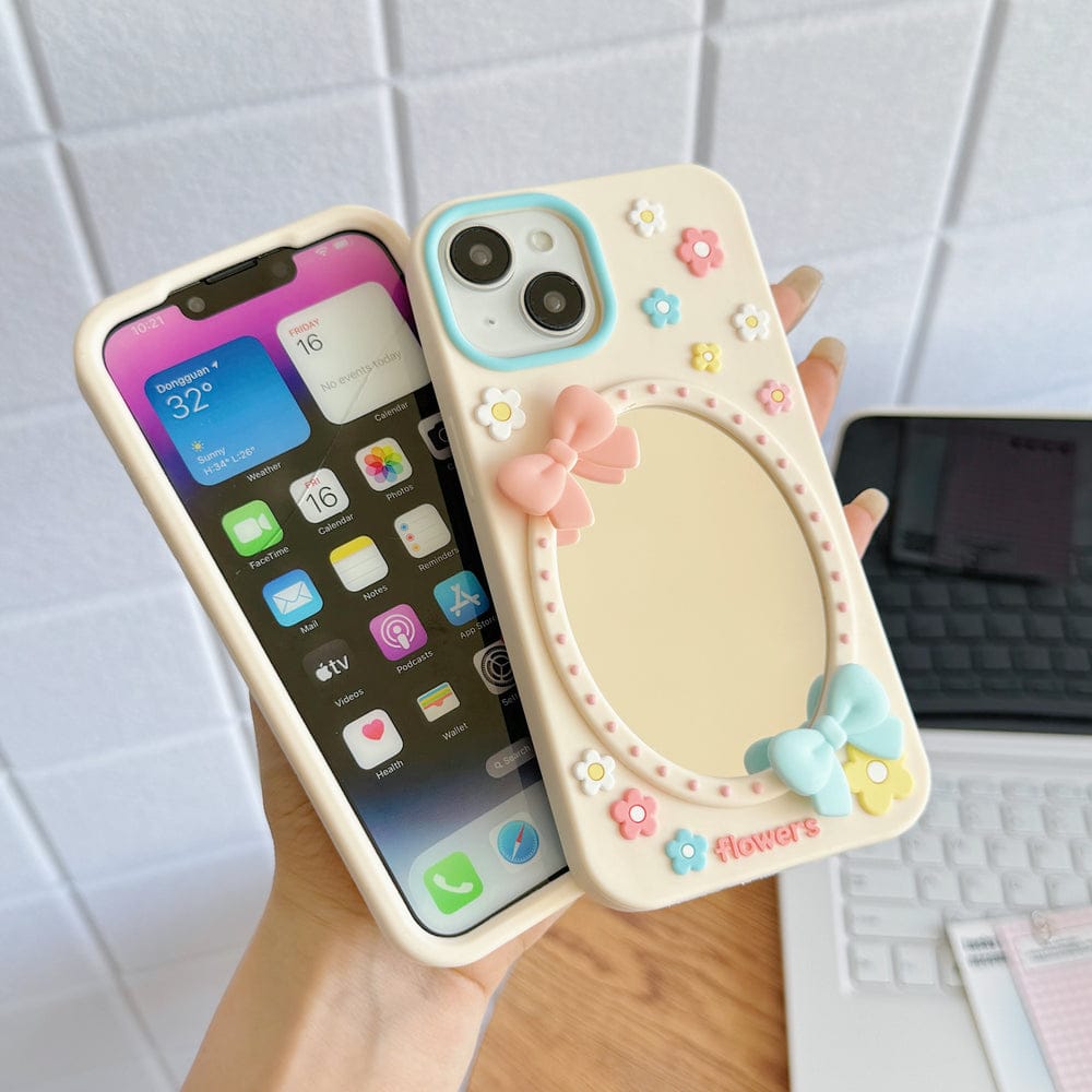 Soft Glam Floral With Pastel Ribbon Silicone Phone Cases For iPhone