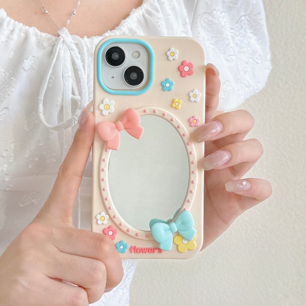 Soft Glam Floral With Pastel Ribbon Silicone Phone Cases For iPhone