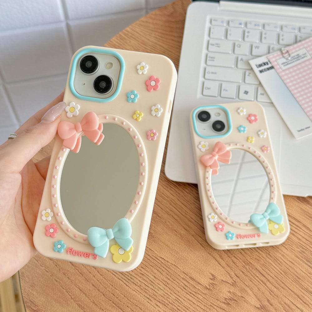 Soft Glam Floral With Pastel Ribbon Silicone Phone Cases For iPhone