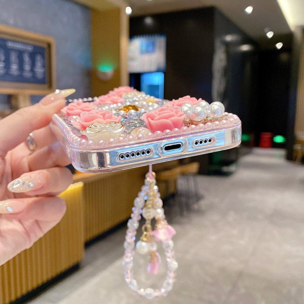 Rose Gold Crystal Charm Silicone Phone Cases For iPhone