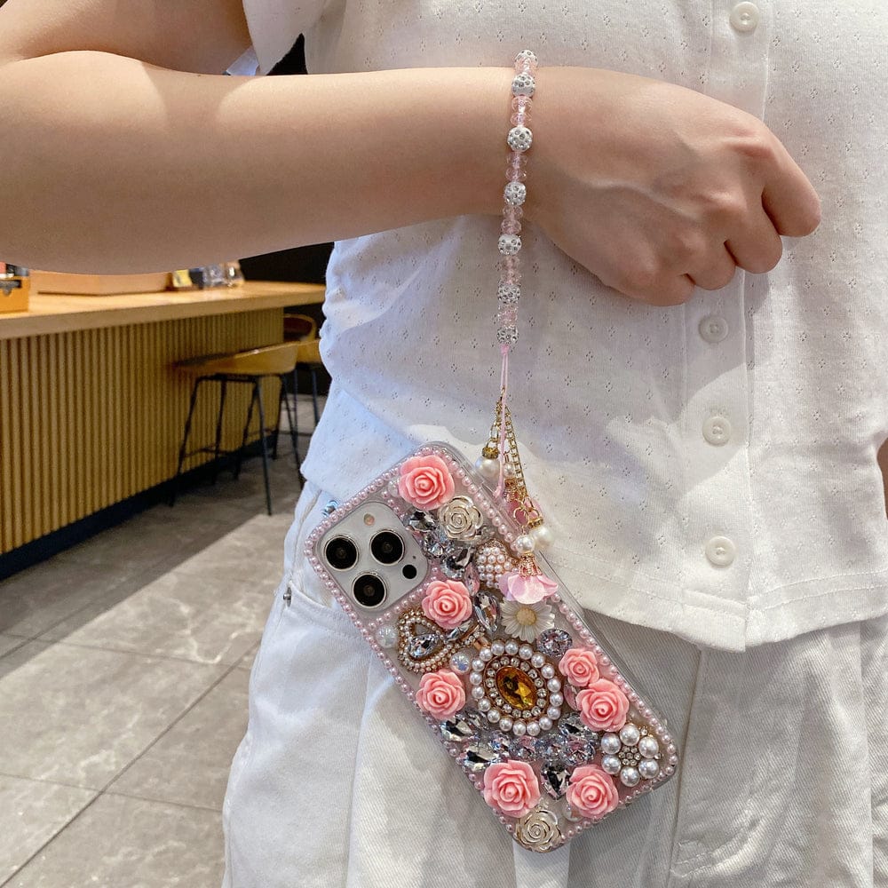 Rose Gold Crystal Charm Silicone Phone Cases For iPhone