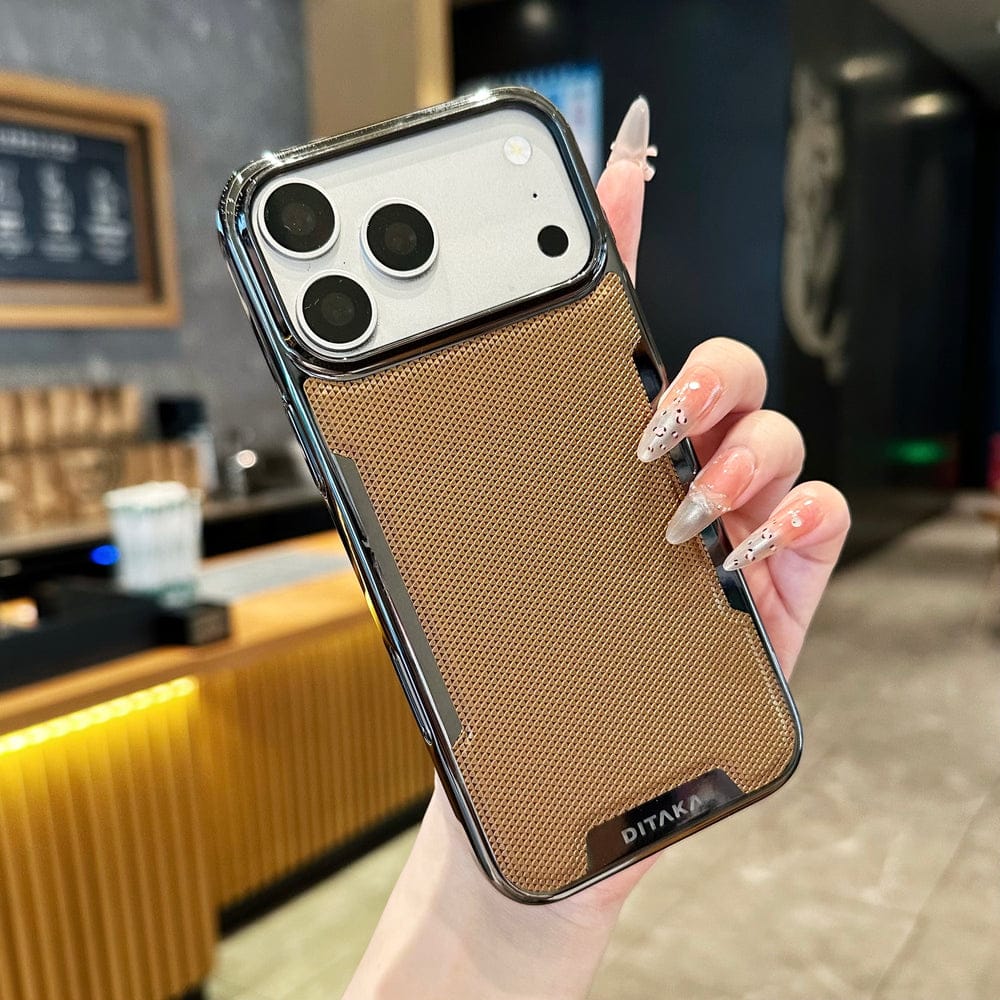 Metal Frame Leather Mesh Cover with Full Camera Protection
