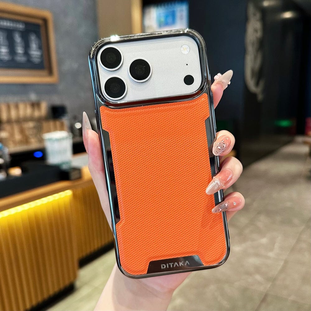 Metal Frame Leather Mesh Cover with Full Camera Protection