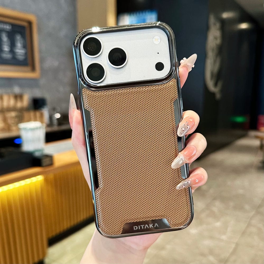 Metal Frame Leather Mesh Cover with Full Camera Protection