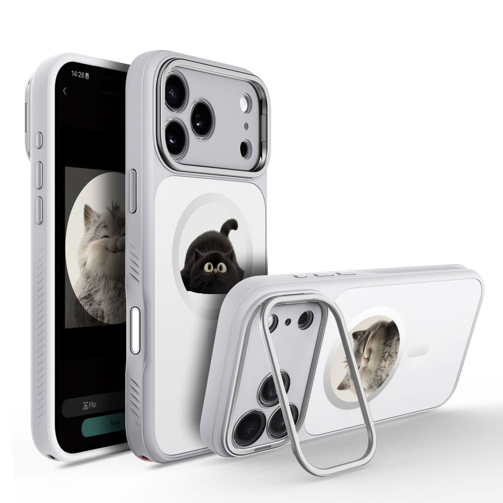 Ultra Thin Shockproof Magsafe Smart e-Ink Phone Case WIth Camera Lens Protection & Hidden Kickstand