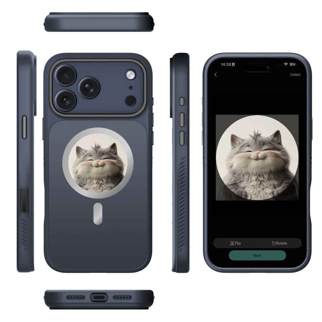 Ultra Thin Shockproof Magsafe Smart e-Ink Phone Case WIth Camera Lens Protection & Hidden Kickstand